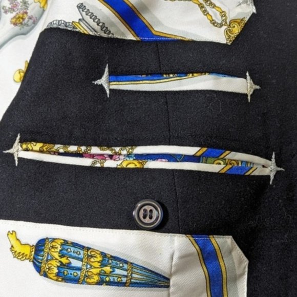 Custom Made Wool Sport Coat With Hermès Silk Scarf Lining L - Picture 9 of 16